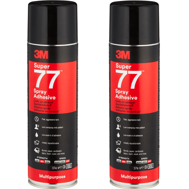 12 Pack 3M Super 77 Multi-Purpose Adhesive Glue Spray Can 375G BULK