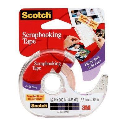 Scotch Tape Double Sided Tape, 12.7mm Wide x 6.3m, 1 Roll in Dispenser :  : Office Products