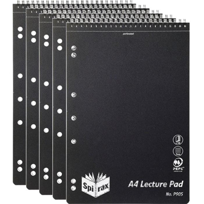 Spirax P905 Lecture Pad Spiral Bound Top Open 140 Page Superoffice