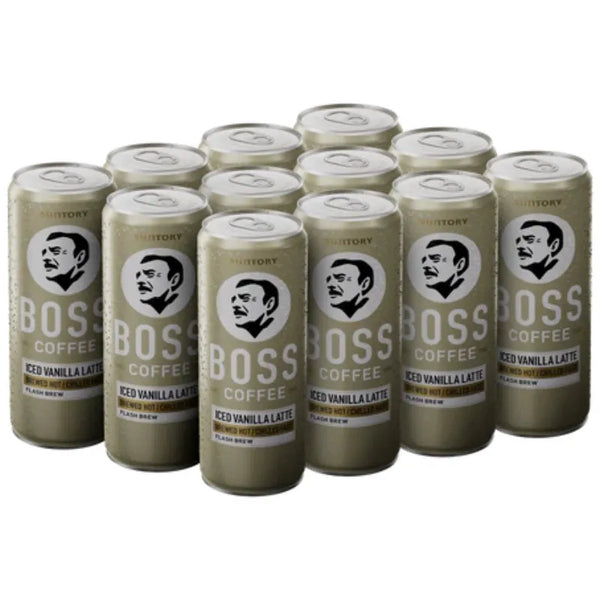 Suntory Boss Coffee Drink Iced Vanilla Latte 237mL 12 Cans Bulk Pack Carton