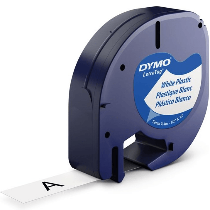 20 Pack Dymo 91331 Letratag Plastic Labelling Tape Refill 12mm Black On White 91331 - SuperOffice