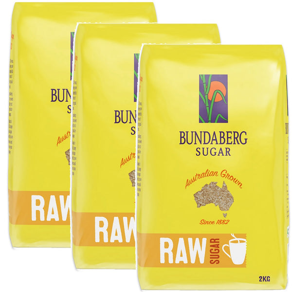 3 Pack Bundaberg Raw Sugar 2kg Bag Tea Coffee Bulk