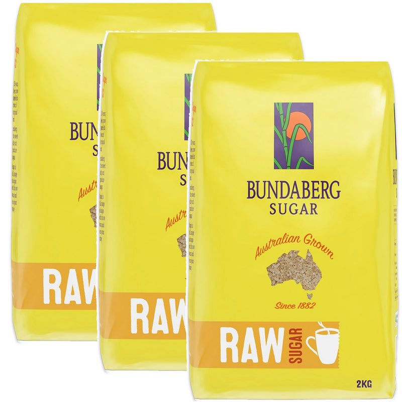 3 Pack Bundaberg Raw Sugar 2kg Bag Tea Coffee Bulk