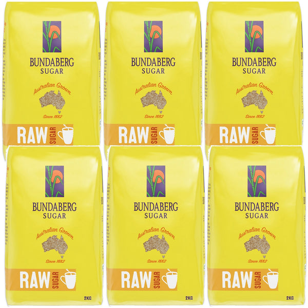 6 Pack Bundaberg Raw Sugar 2kg Bag Tea Coffee Bulk