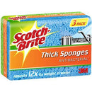 3 Pack Scotch-Brite Antibacterial Thick Sponges Pack 3 AN010596102 (3 Packs) - SuperOffice