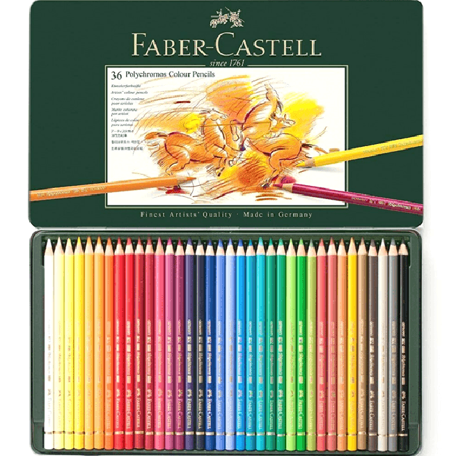 36 Faber-Castell Polychromos Artist Colour Colouring Pencils Tin Set 110036 - SuperOffice