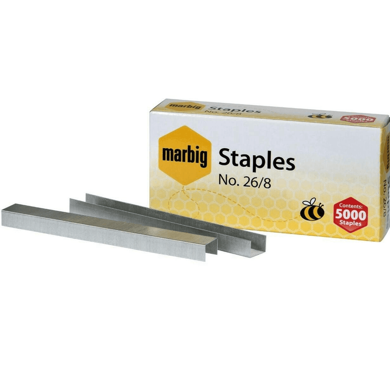 4 Boxes Marbig Staples 26/8 Box 5000 90370 (4 Boxes) - SuperOffice