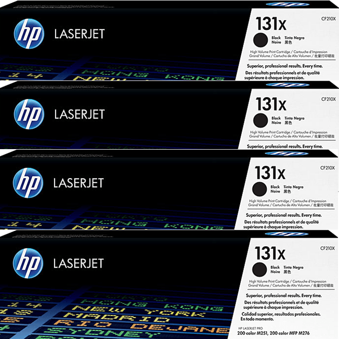 4 Pack HP 131X Toner Ink Cartridge High Yield Cartridge Black CF210X CF210X (4 Pack) - SuperOffice