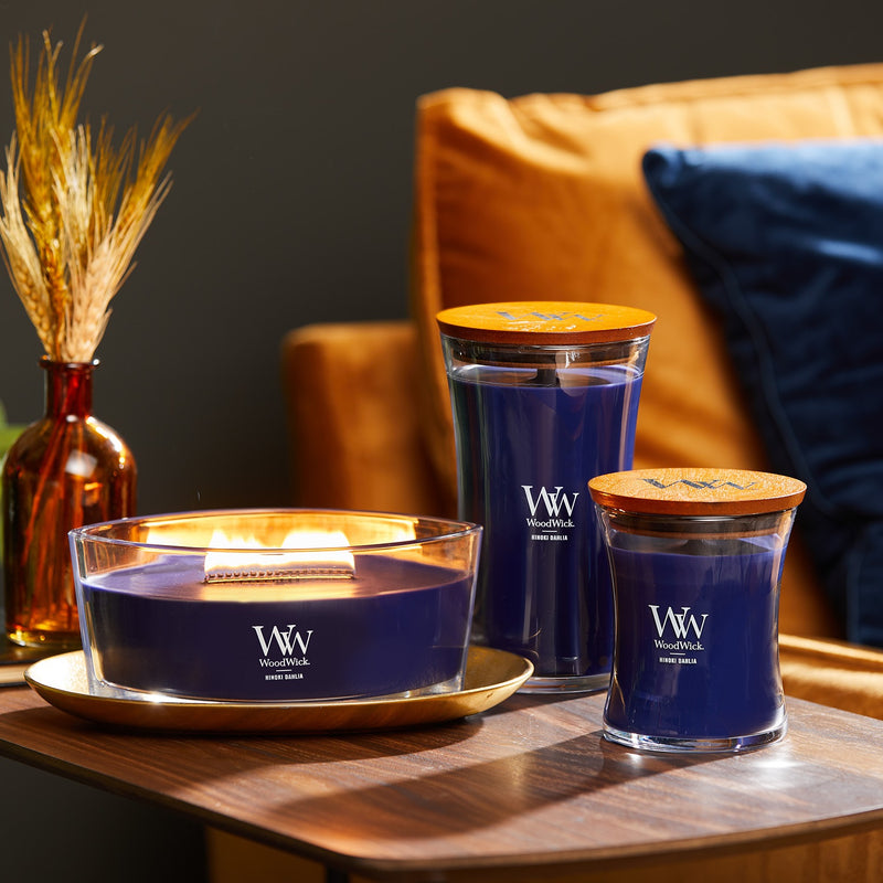 Woodwick Hinoki Dahlia Candle Crackles As It Burns Ellipse Hearthwick