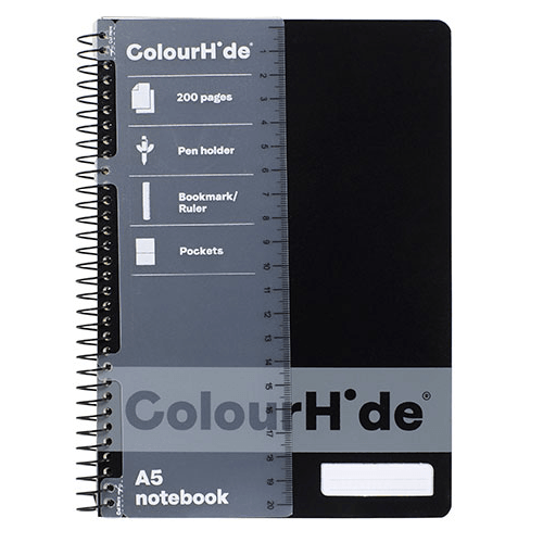 5 Pack Colourhide Notebook 200 Page A5 Black 1717602J (5 Pack) - SuperOffice