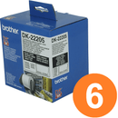 6 Pack Brother DK-22205 Continuous Paper Roll 62mmx30.48m White QL Printers DK22205 (6 Pack) - SuperOffice