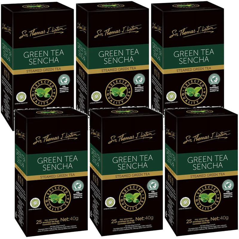 6 Pack Sir Thomas Lipton Teabags Green Tea Sencha Tea 25 Bags 08999999152659 - SuperOffice