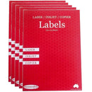 Stock Forms 1UP Inkjet Laser Labels A4 Fluoro Pink 100 Sheets Pack 5