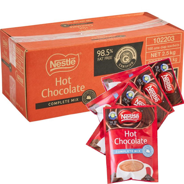 Nestle Complete Mix Hot Chocolate Individual Sachet Portions 25g 100 Carton Bulk Box