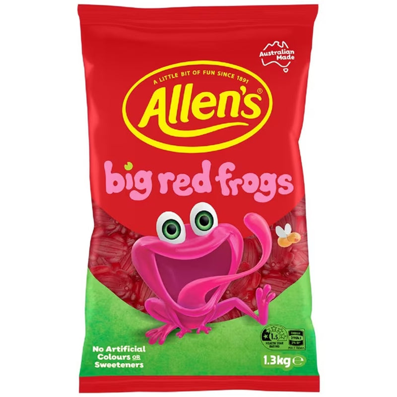 Allens Red Frogs Lollies 1.3kg Bag 6 Pack BULK