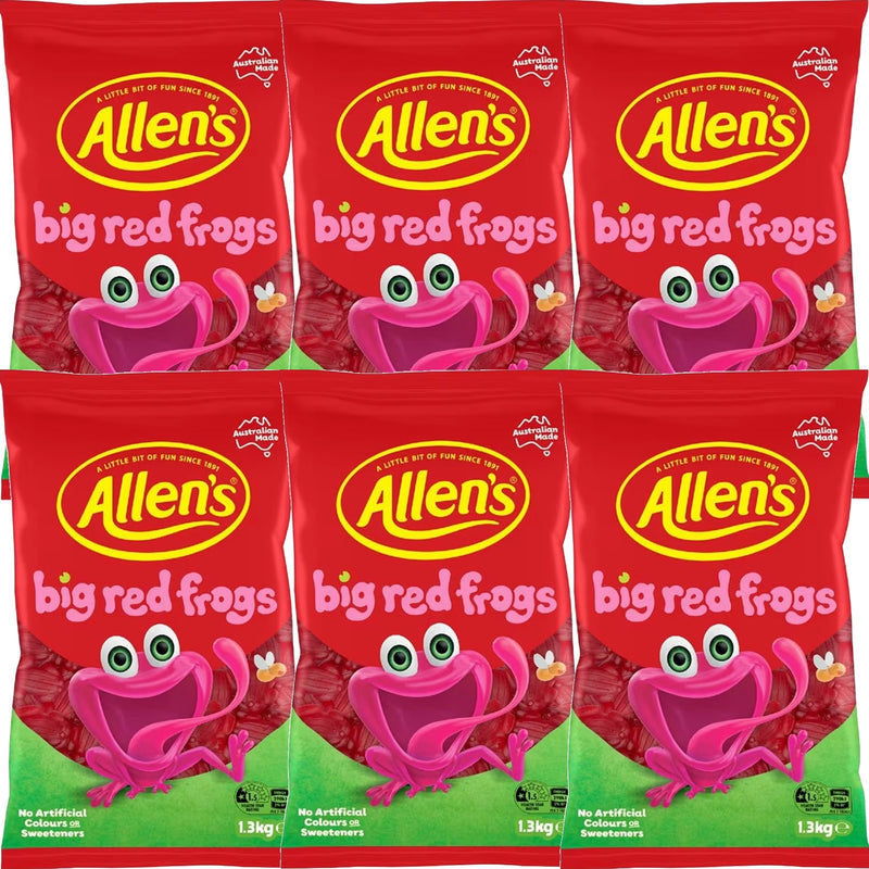 Allens Red Frogs Lollies 1.3kg Bag 6 Pack BULK