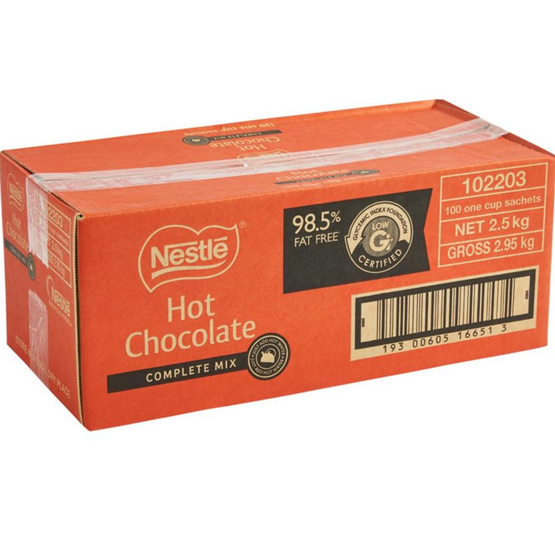 Nestle Complete Mix Hot Chocolate Individual Sachet Portions 25g 100 Carton Bulk Box