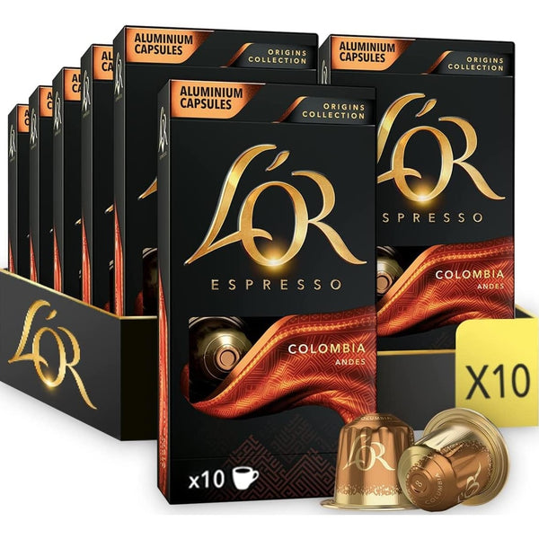 L'Or Espresso Coffee Pods Colombia Box 100 Nespresso Machine Compatible