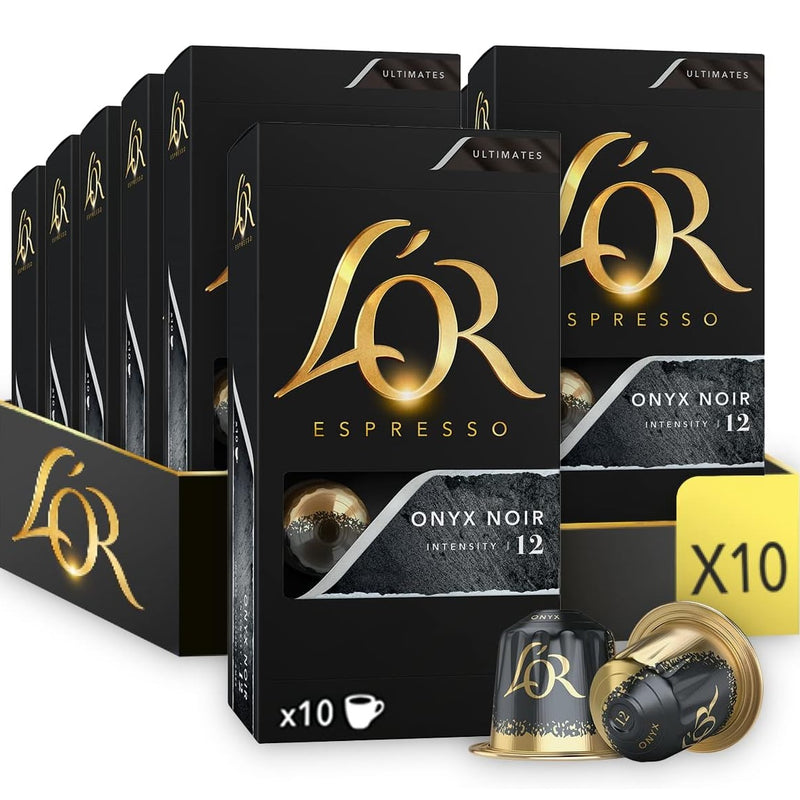 L'Or Espresso Coffee Pods Onyx 12 Intensity Box 100 Nespresso Machines Compatible