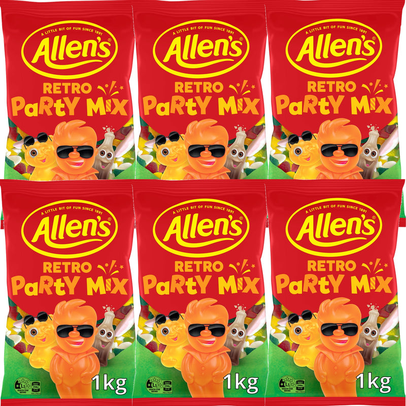 Allens Party Mix Retro Lollies 1kg 6 Pack Bulk