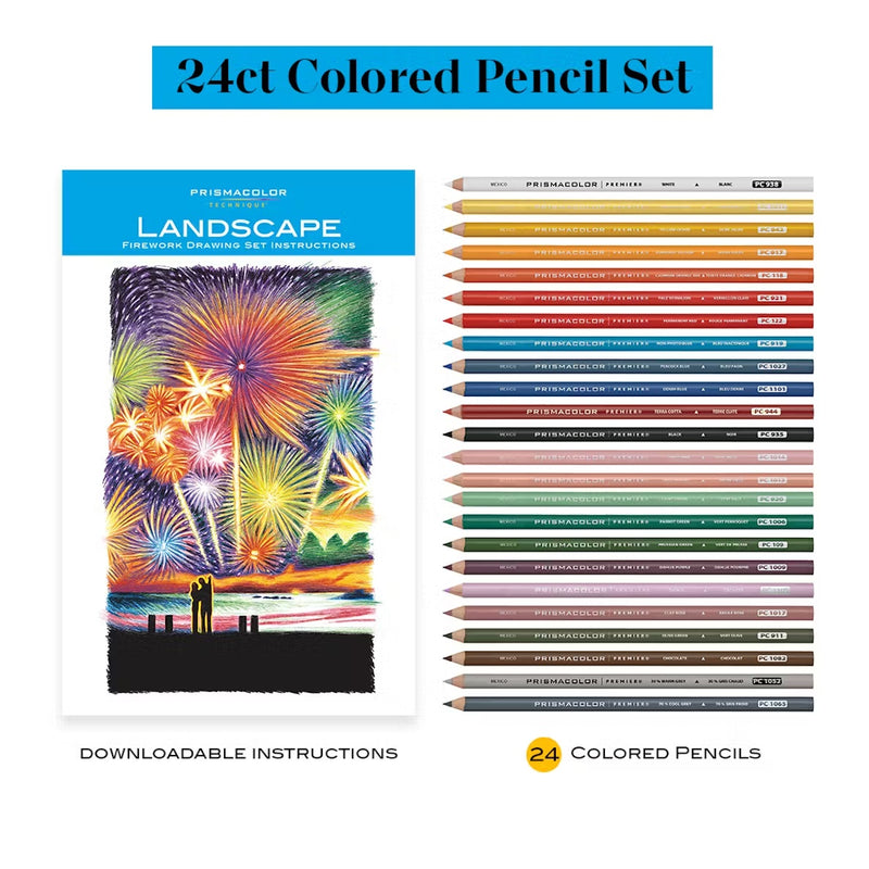 Prismacolor Technique Fireworks Drawing Coloured Pencils 24 Tin Set