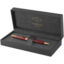 Parker Sonnet Red Lacquer Gold Trim Ballpoint Pen Medium Nib Gift Box Set