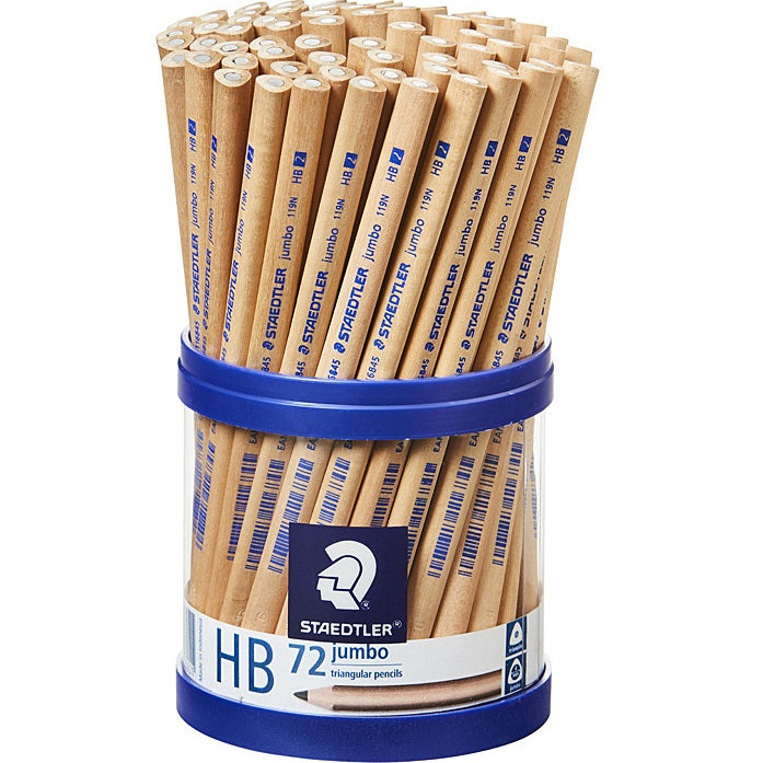 Staedtler Natural Jumbo Triangular Pencils Hb Tub 72