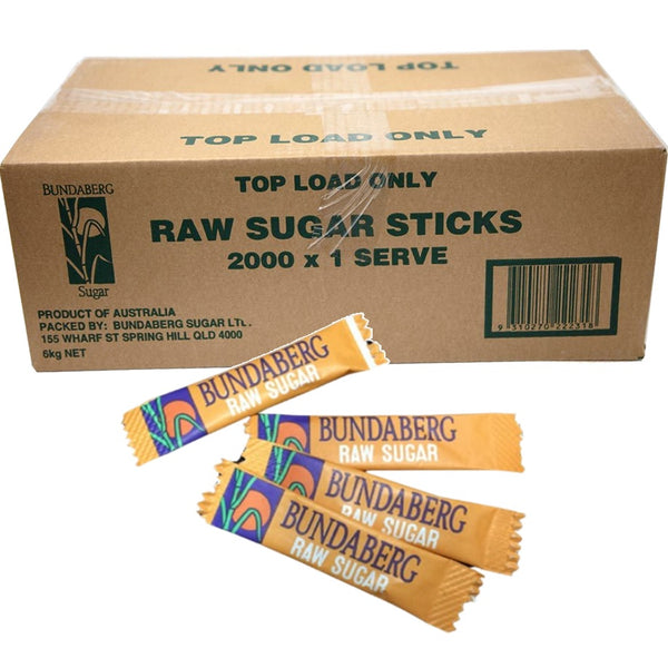 Bundaberg Raw Sugar Sticks Sachets Pack 2000 Bulk