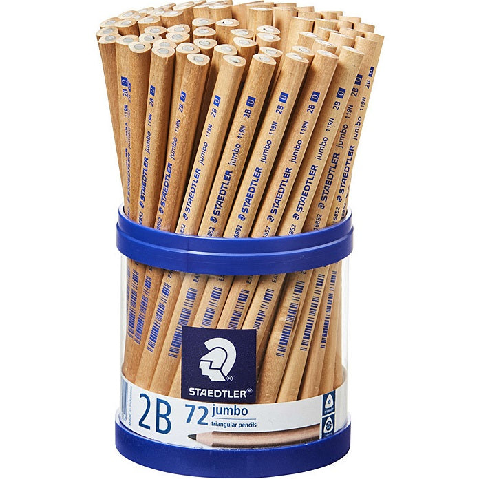 Staedtler Natural Jumbo Triangular Pencil 2B Tub 72