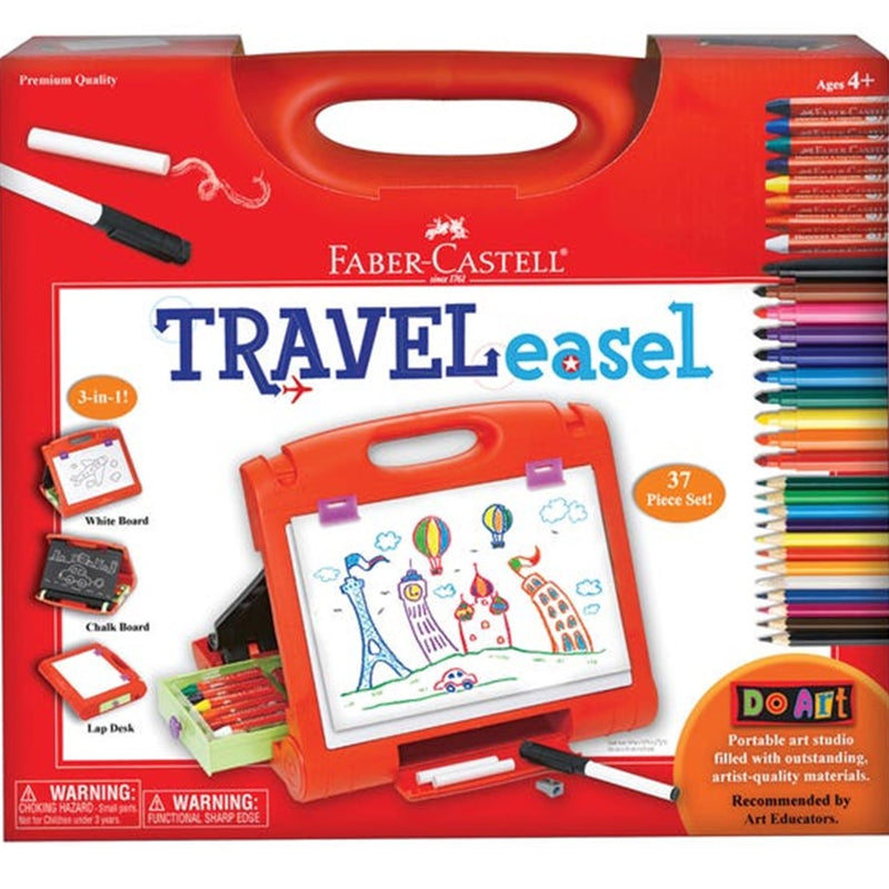 Faber-Castell Travel Easel Crayons Coloured Pencils Markers 37pc Art Set