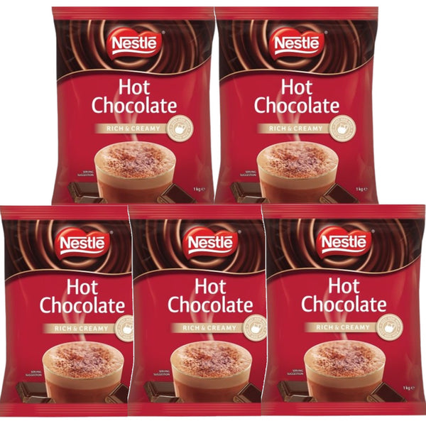 Nestle Hot Chocolate Rich Creamy Powder Just Add Milk 1kg Bag 5 Pack Bulk