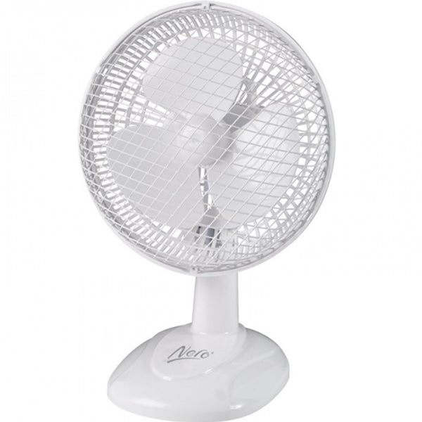 Nero Desk Fan 15cm Adjustable Angle Twin Speed Quiet White