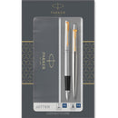 Parker Jotter Fountain Pen Ballpoint Duo Gift Set Stainless Steel Gold Trim