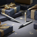 Parker Jotter Fountain Pen Ballpoint Duo Gift Set Stainless Steel Gold Trim