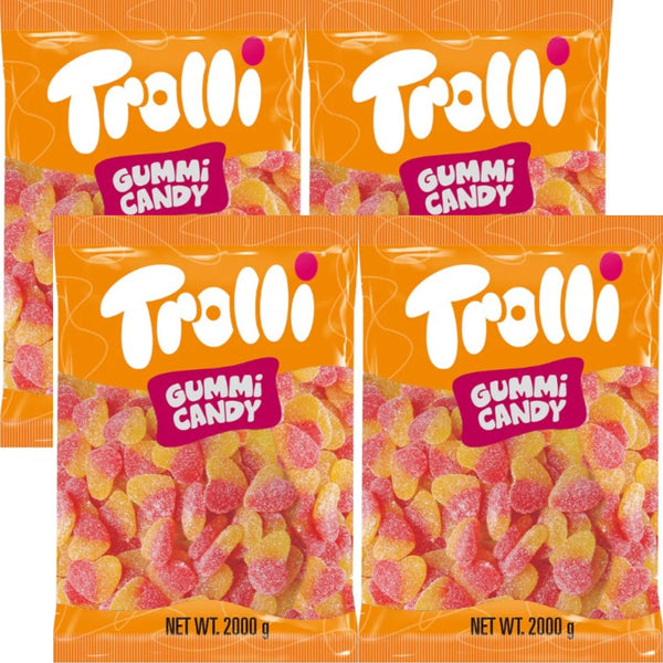 Trolli Sour Peach Heart Lollies Candy 2kg Bag 4 Pack Bulk