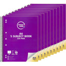 Spirax 960 Kode 5-Subject Notebook Book 250 Page A4 Purple Pack 10