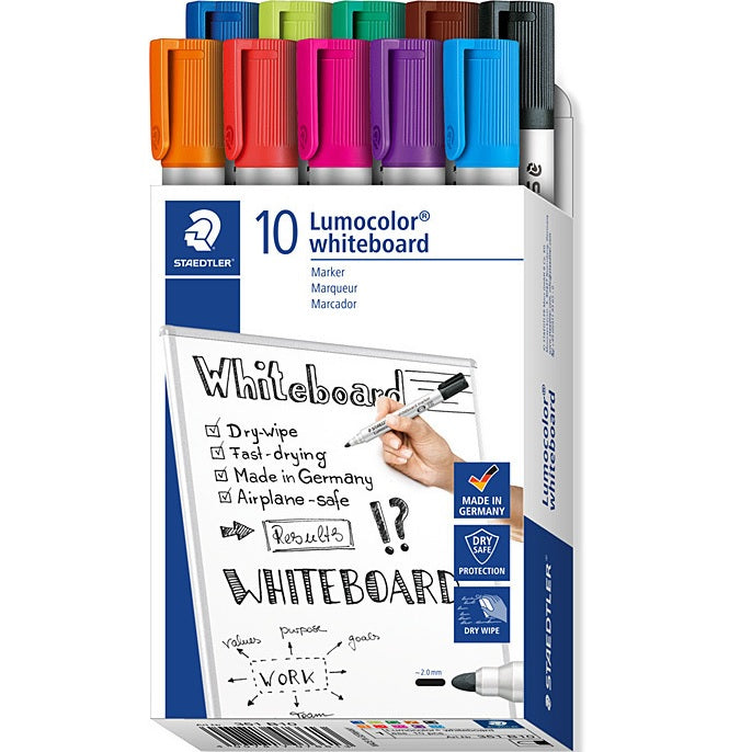 Staedtler 351 B10 Lumocolour Whiteboard Marker Assorted Colours Non-Permanent Box 10