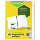 Marbig Divider Unpunched Manilla 10-Tab Divider Tab A4 White 25 Pack