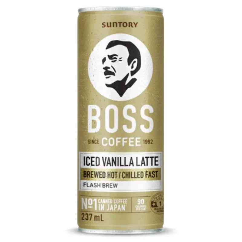 Suntory Boss Coffee Drink Iced Vanilla Latte 237mL 12 Cans Bulk Pack Carton