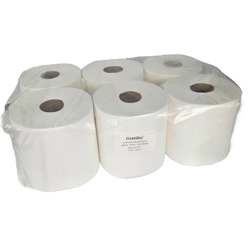 A&C Gentility Centerfeed Paper Hand Towels Roll 1ply 190mmx300m 6 Rolls AC-30019 AC-30019 - SuperOffice