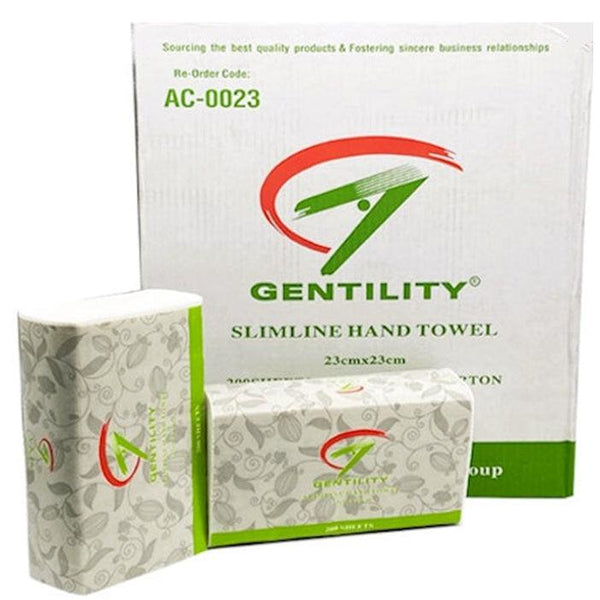 A&C Gentility Slimline Hand Paper Towels TAD 23x23cm 1ply 200 Sheets x 20 Packs/Carton AC-0023 AC-0023 - SuperOffice