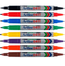 Artline 041T Permanent Dual Nib Tip Twin Marker Assorted Colours Wallet 8 104148 - SuperOffice