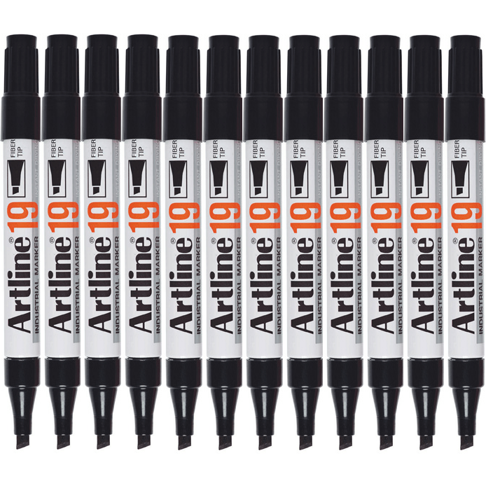 Artline 19 Industrial Permanent Marker 5mm Chisel Black Box 12 119001 (Box 12) - SuperOffice