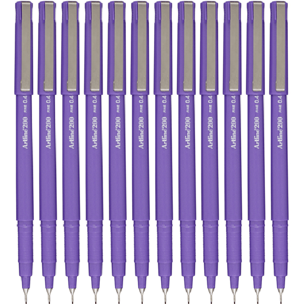 Artline 200 Fineliner Felt Tip Pen 0.4mm Bright Purple Box 12 120076 (Box 12) - SuperOffice