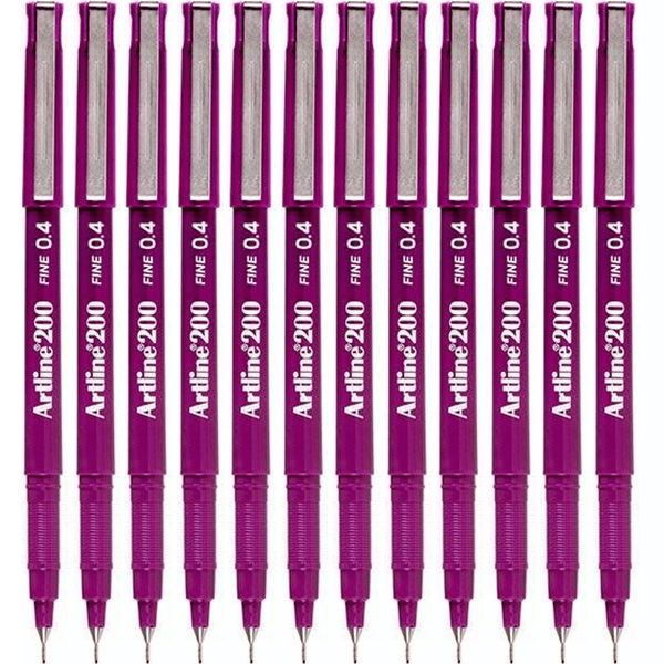 Artline 200 Fineliner Felt Tip Pen 0.4mm Magenta Box 12 120016 (Box 12) - SuperOffice