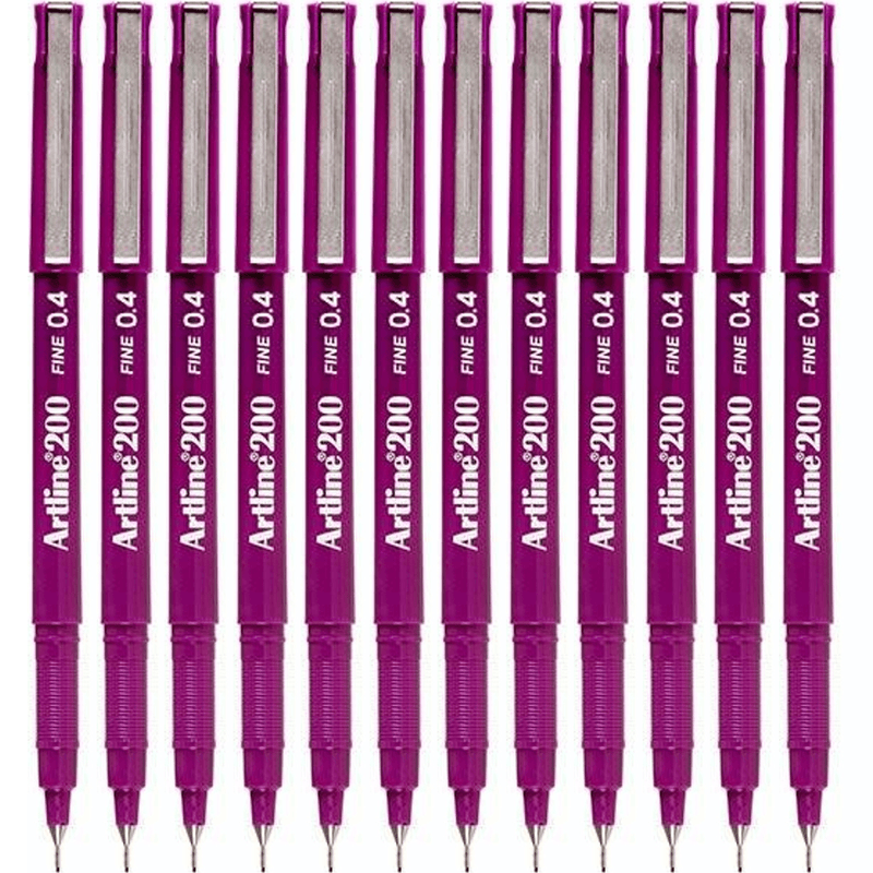 Artline 200 Fineliner Felt Tip Pen 0.4mm Magenta Box 12 120016 (Box 12) - SuperOffice