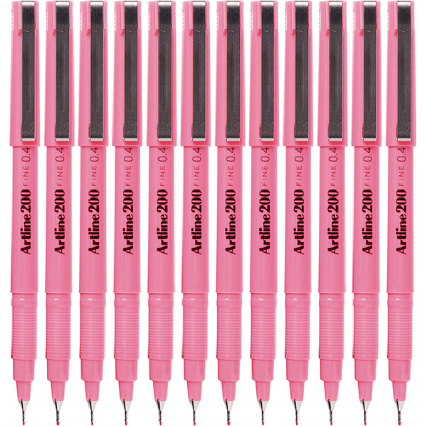 Artline 200 Fineliner Felt Tip Pen 0.4mm Pink Box 12 120009 (Box 12) - SuperOffice