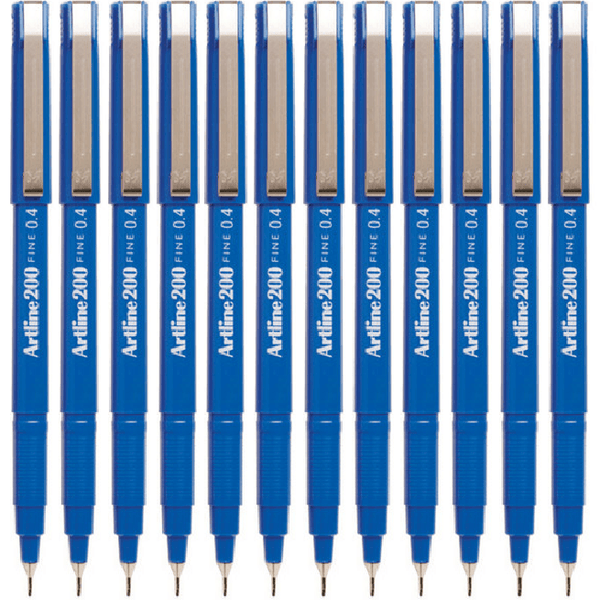 Artline 200 Fineliner Felt Tip Pen 0.4mm Royal Blue Box 12 120053 (Box 12) - SuperOffice