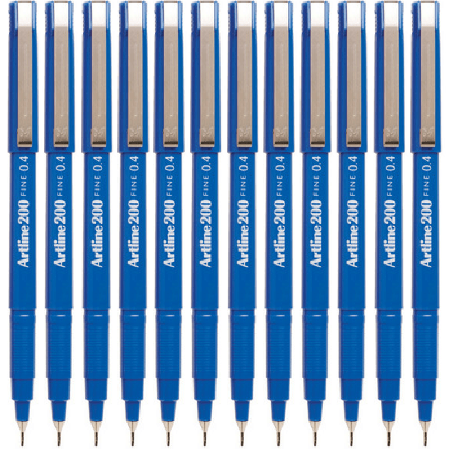 Artline 200 Fineliner Felt Tip Pen 0.4mm Royal Blue Box 12 120053 (Box 12) - SuperOffice