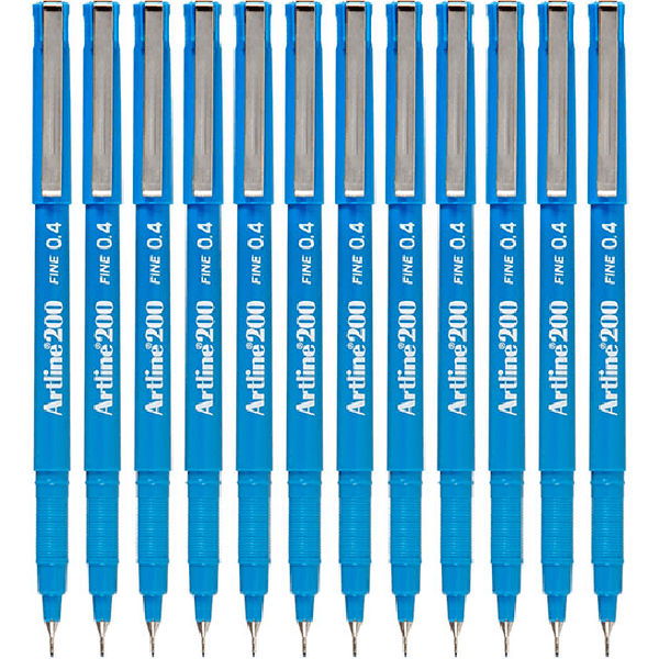 Artline 200 Fineliner Felt Tip Pen 0.4mm Sky Blue Box 12 120013 (Box 12) - SuperOffice